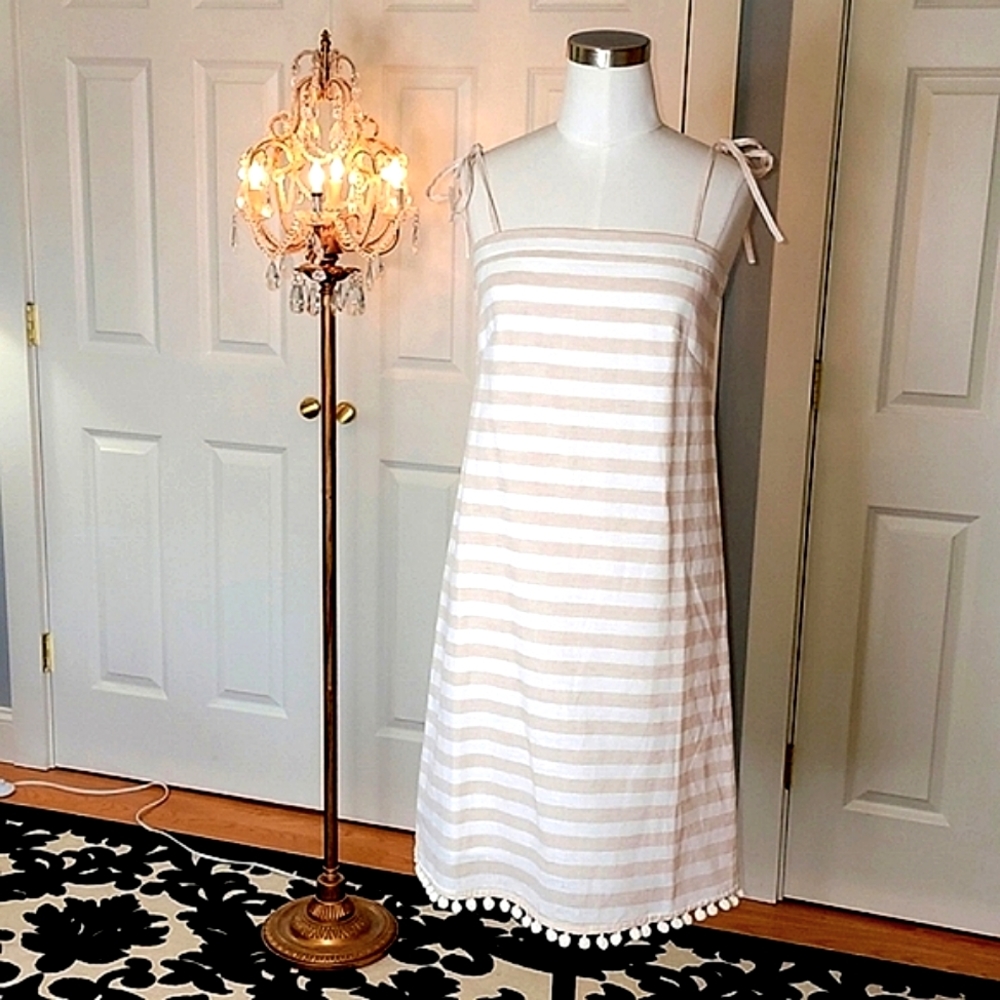 NWT, J.Crew Linen Pom Pom Shift, Never Worn
